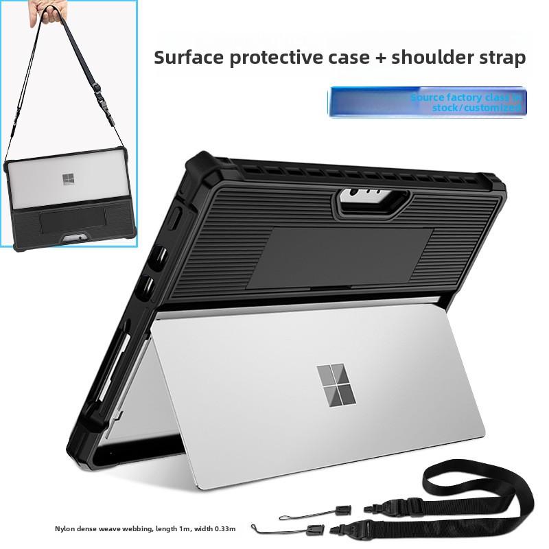Heavy Duty Shockproof Case for Microsoft Surface Pro 8 7, Surface Go 2 3, Rugged Protective Cover with Pen Holder, Kickstand & Adjustable Shoulder Strap, Full Body Drop Protection Case for Business/Outdoor/Travel Use Heavy Duty Shockproof Case for Microsoft Surface Pro 8 7, Surface Go 2 3, Rugged Protective Cover with Pen Holder, Kickstand & Adjustable Shoulder Strap, Full Body Drop Protection Case for Business/Outdoor/Travel Use