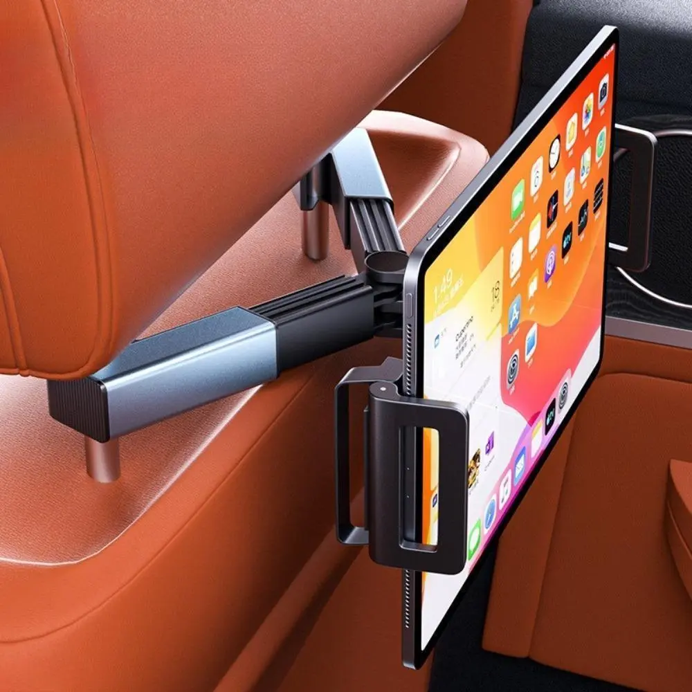 Adjustable Retractable Car Seat Back Headrest Mount - Universal Fit Tablet & Cell Phone Holder, Sturdy Bracket, Tool-Free Installation, Angle Adjust, Rear Seat Car Interior Accessory