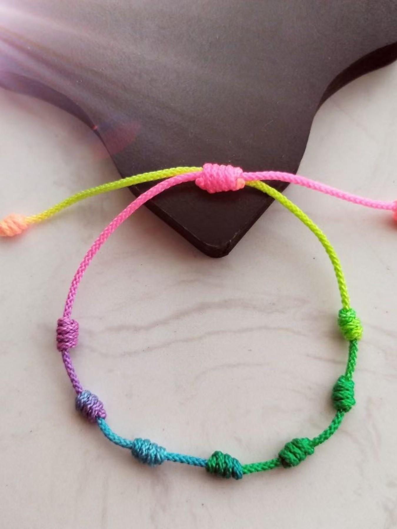 3 Pieces String Handmade Bracelets, Adjustable Kabbalah Knot Bracelet, Protective Amulet for Evil Eye and Good Luck