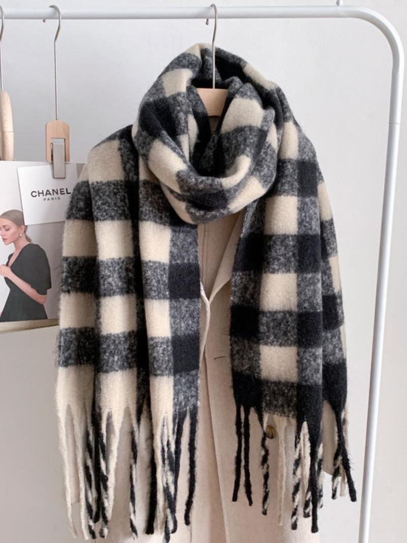 Women's Elegant Trendy Plaid Scarf, Casual Fashionable Warm Comfy Shawl, Soft Comfy Scarf For Fall & Winter