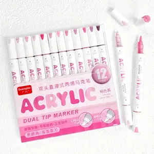 Guangna 12 Color Liquid Acrylic Markers, Stencilable Graffiti Art Brushes, Water-Based Paint Pens with Auto Ink Control & Brush Tips, DIY Painting Supplies