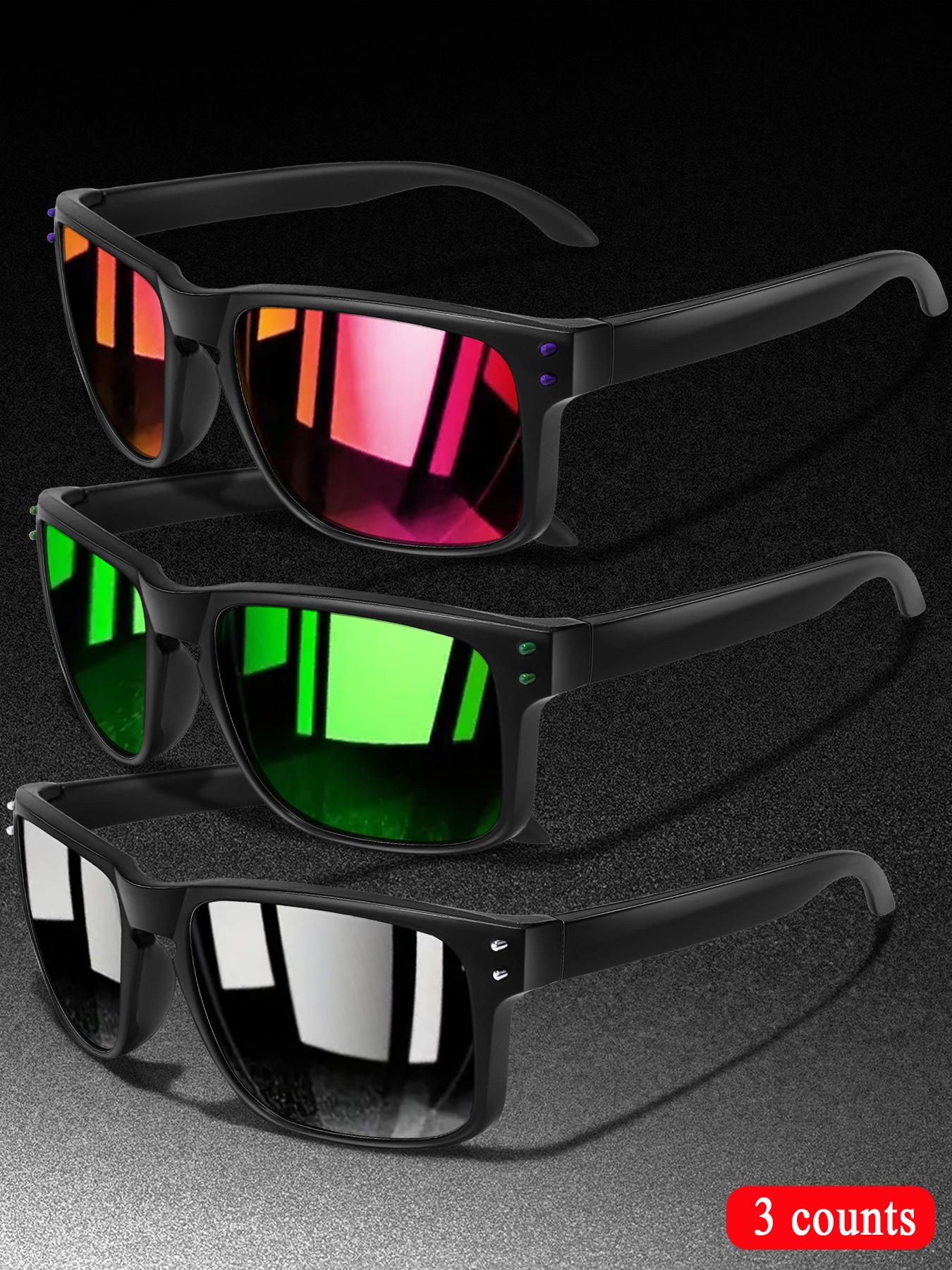 3-Piece Fashion Polarized Sports Outdoor Sunglasses Set, Unisex Cycling Hiking Eyewear, Classic Square Frame + Polarized Lenses, Daily Accessories, Sporty Eyewear, Summer Sports Sunglasses