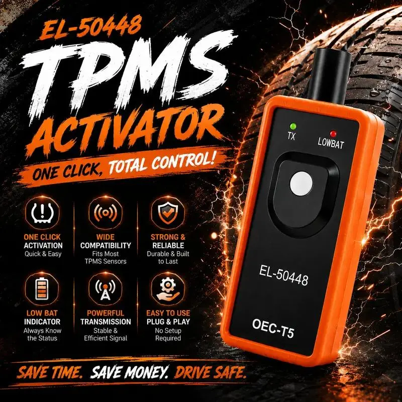 EL-50448 OEC-T5 Automotive TPMS Reset Activation Tool - 315MHz ABS Plastic Handheld Cost-Saving DIY/Pro Tool for GM/Opel Cars, 1-Click Easy Operation, Sensor Activate, Relearn Tire Pressure, Glovebox Stow, Reliable Reading Aid for DIY Enthusiasts
