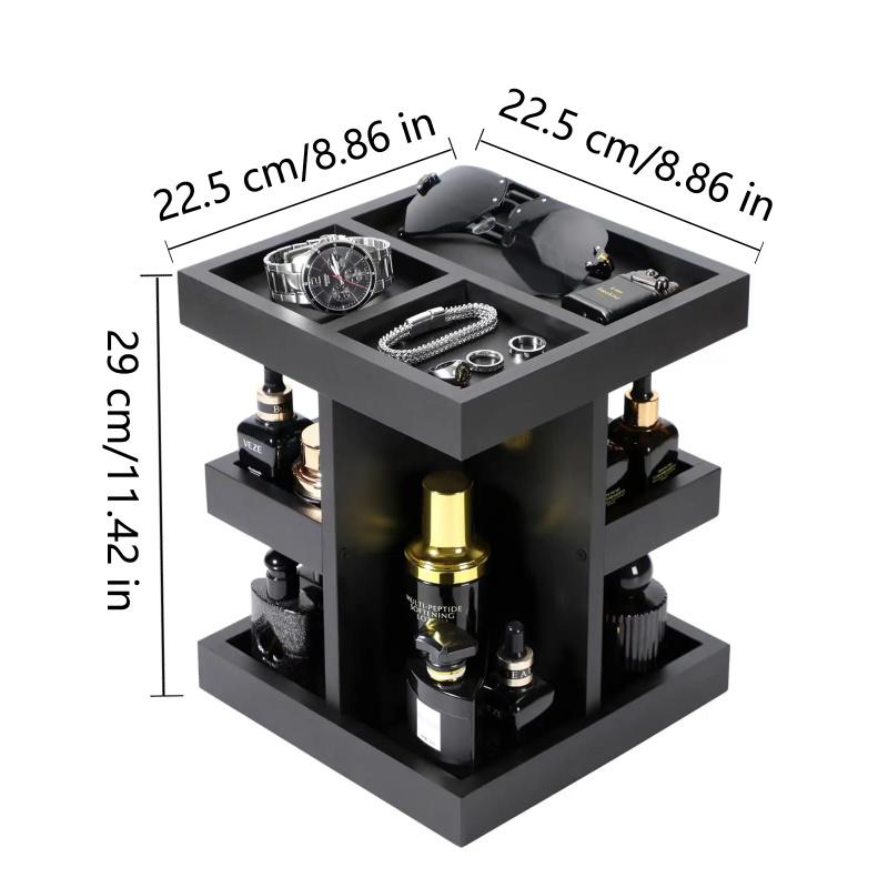 Cologne Organizer for Men, Rotating Cologne Stand, 3 Tier Wooden Perfume Shelf, Desk Organizer, Husband Boyfriend Birthday Gift Ideas