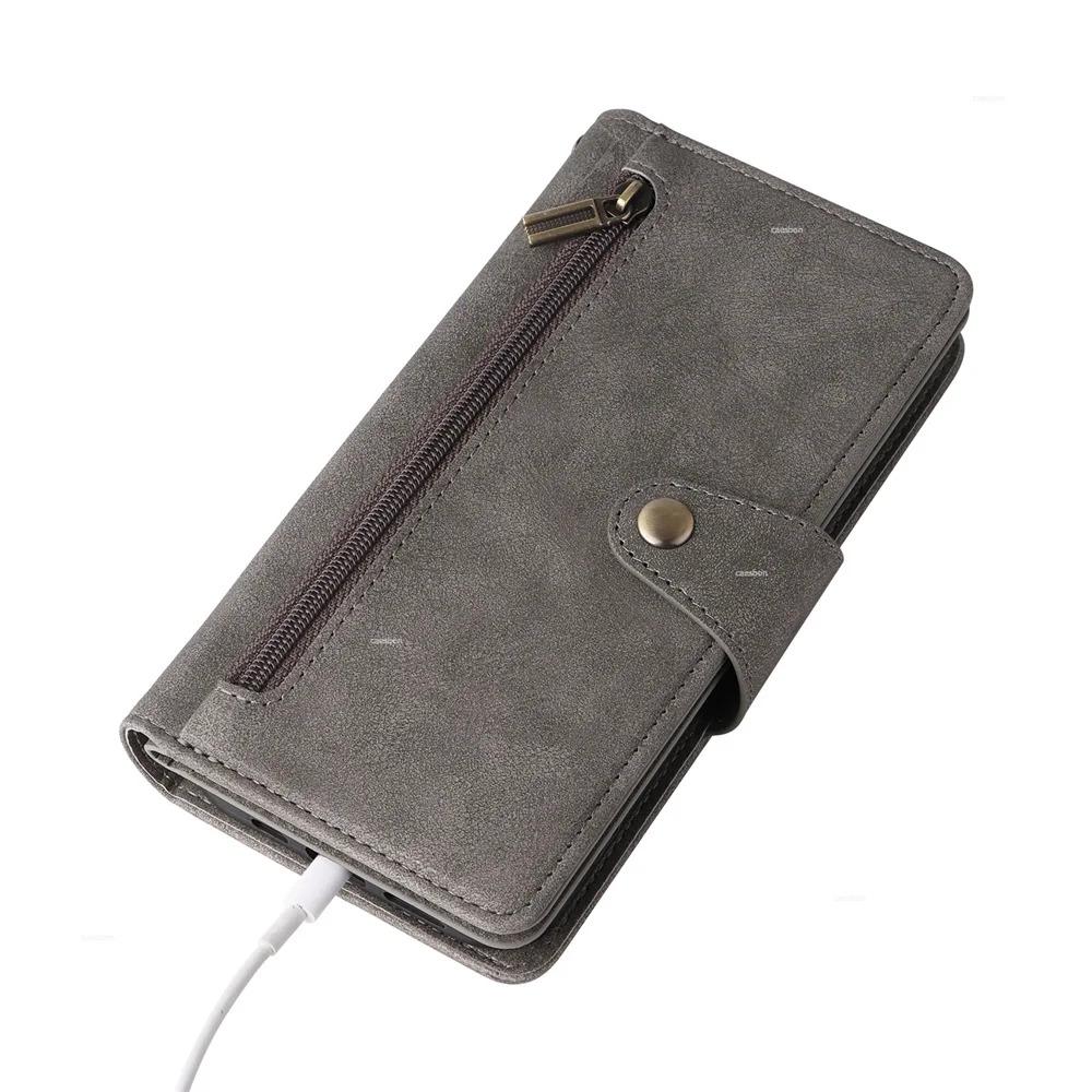 Zipper Wallet Phone Case for IPhone 17 1615 14 13 12 11 Pro Max Mini  Card Slots Strap Leather Cover