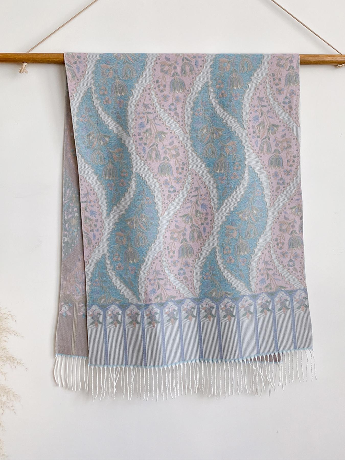 Cozy Ethnic Print Boho Style Scarf for Fall & Winter, Soft Woven Shawl for Men Women Daily Wear, Casual Fashion Accessory