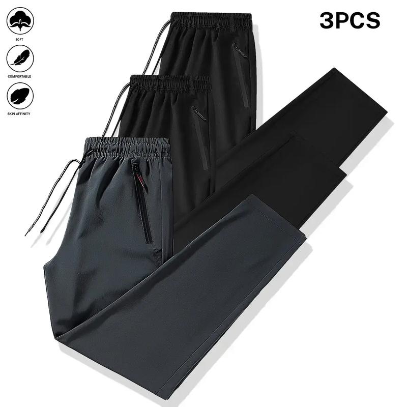 Men's Lightweight Joggers with Zippered Pockets and Adjustable Waistband Full Season Gym Training Casual Pants, Regular Fit Solid Color, Suitable for Sports, Outdoor, and Casual Wear, Exercise Leggings, Sporty Casual Wear, Trendy Sports Wear, Durable Sp