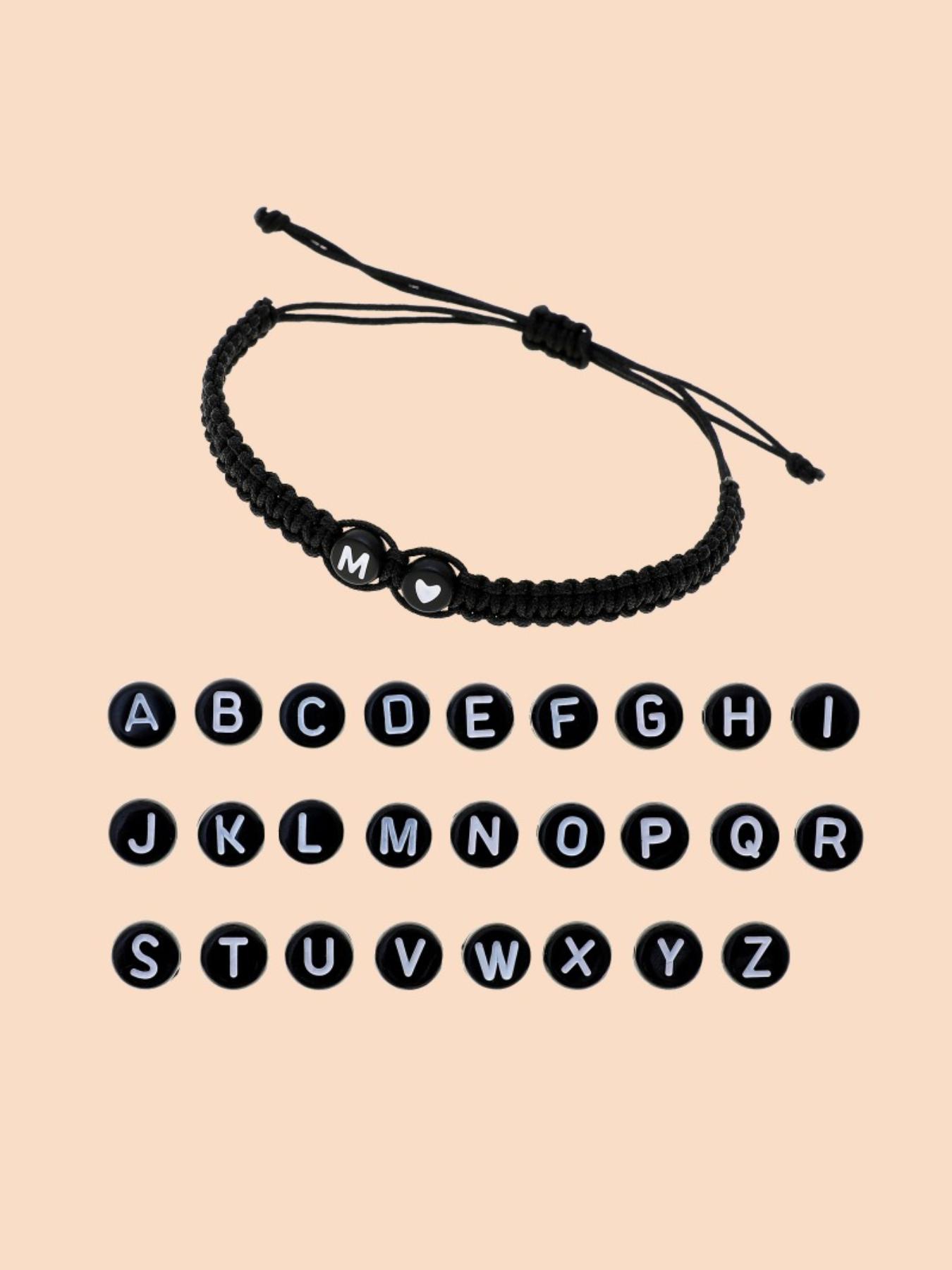 Single 26 English Letter Love Weaved Letter Link Bracelet, Fresh Forest Style, Customizable Letters/Tight Weave Without Snagging, For Daily Commute Wear/Girlfriends' Personalized Gifts, Suitable for Young Girls Who Love Exclusivity, Heart Shaped Bracelet