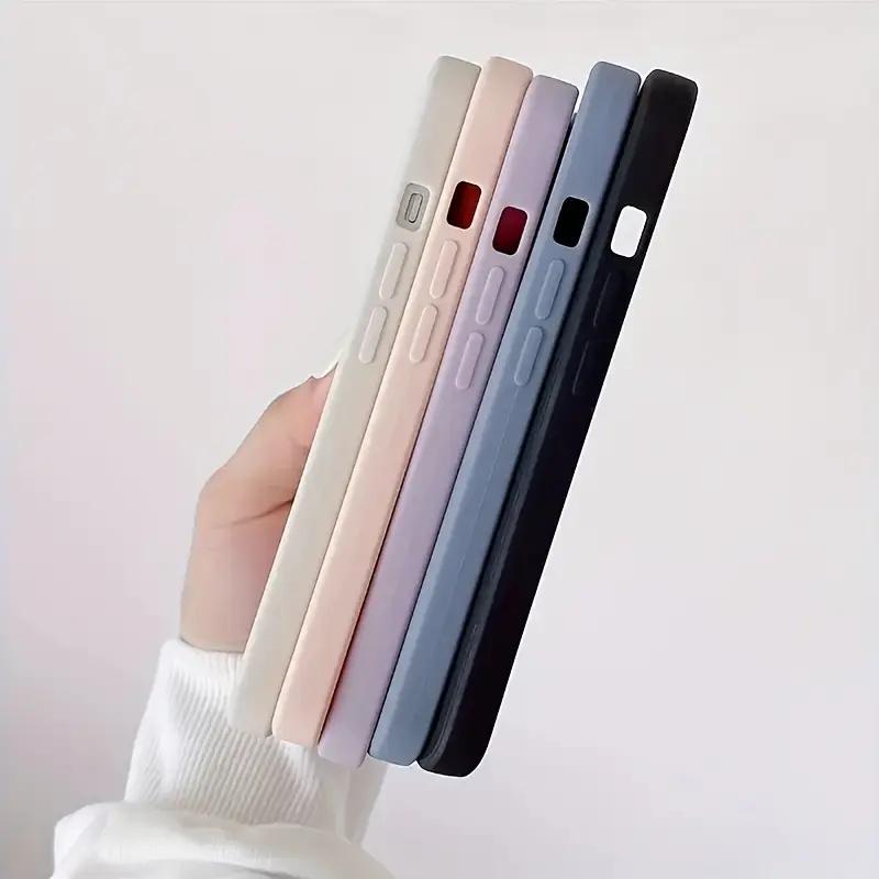 5-piece solid color  case set, suitable for iPhone16/15/14/13/12/11, XS, XR, X, 7/8, Mini, Plus, Pro, Pro Max - Anti-collision p
