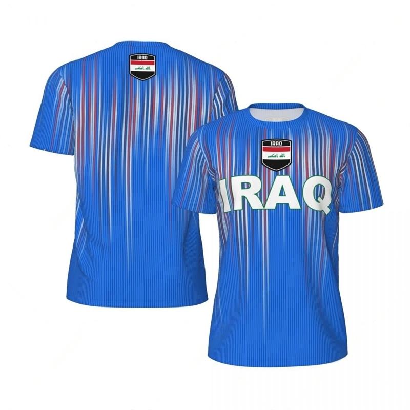 Iraq Flag Graphic Mens Football Jersey Fashion National Emblem Sports T Shirt Casual Breathable Tees Surfing Suit Beachwear Surf
