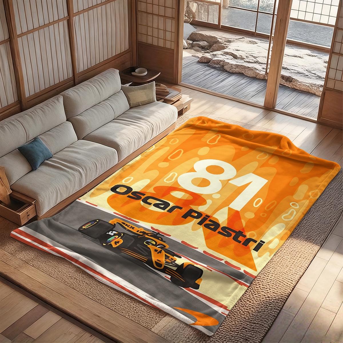 Oscar Piastri creativity  flannel blanket, exclusive gift for home, office, camping travel, personalized pattern design, modern style, soft texture