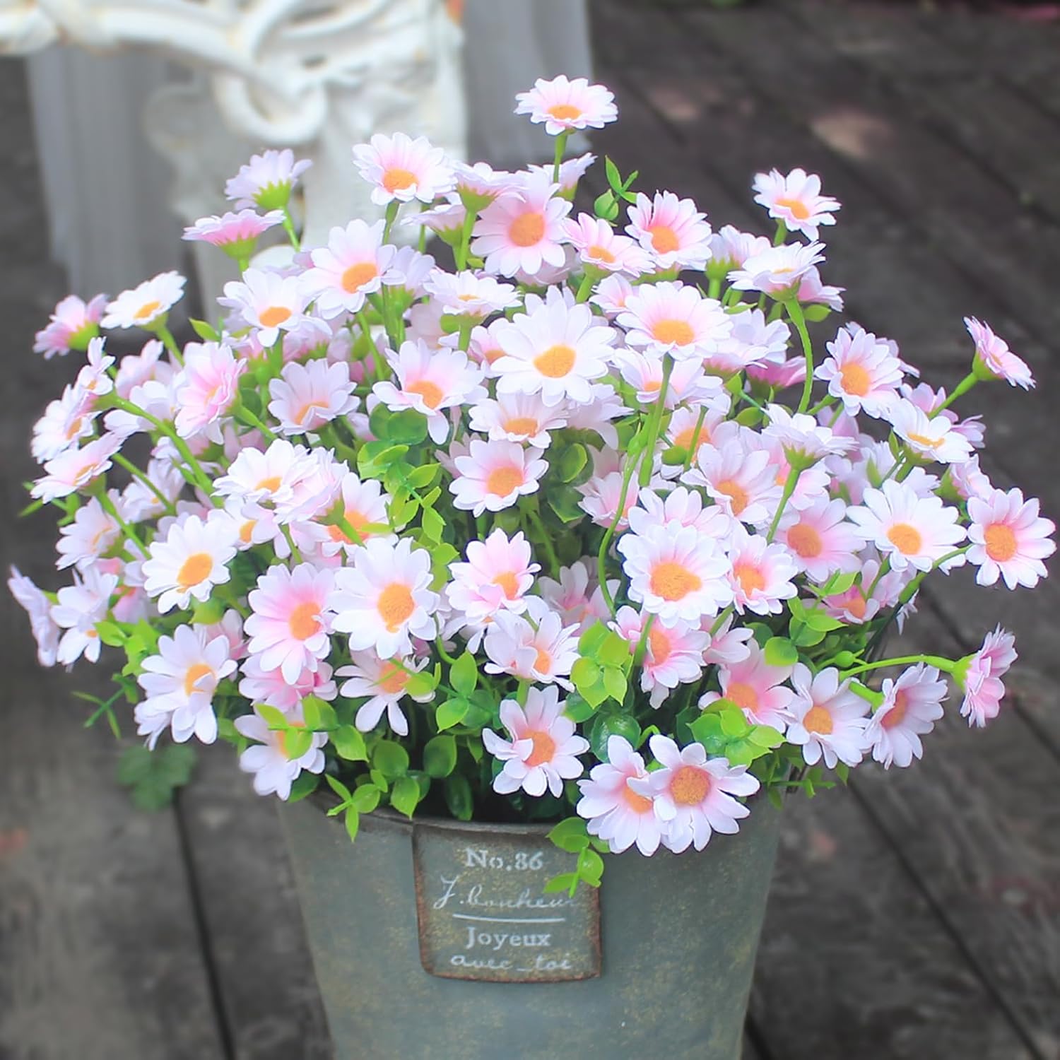 12 Bouquets Artificial Daisies Plastic Faux Flowers Outdoor UV Resistant Fake Daisy Home Decor Window Box Garden Pots Indoor Outdoor Decoration #GLOBAL PICKS