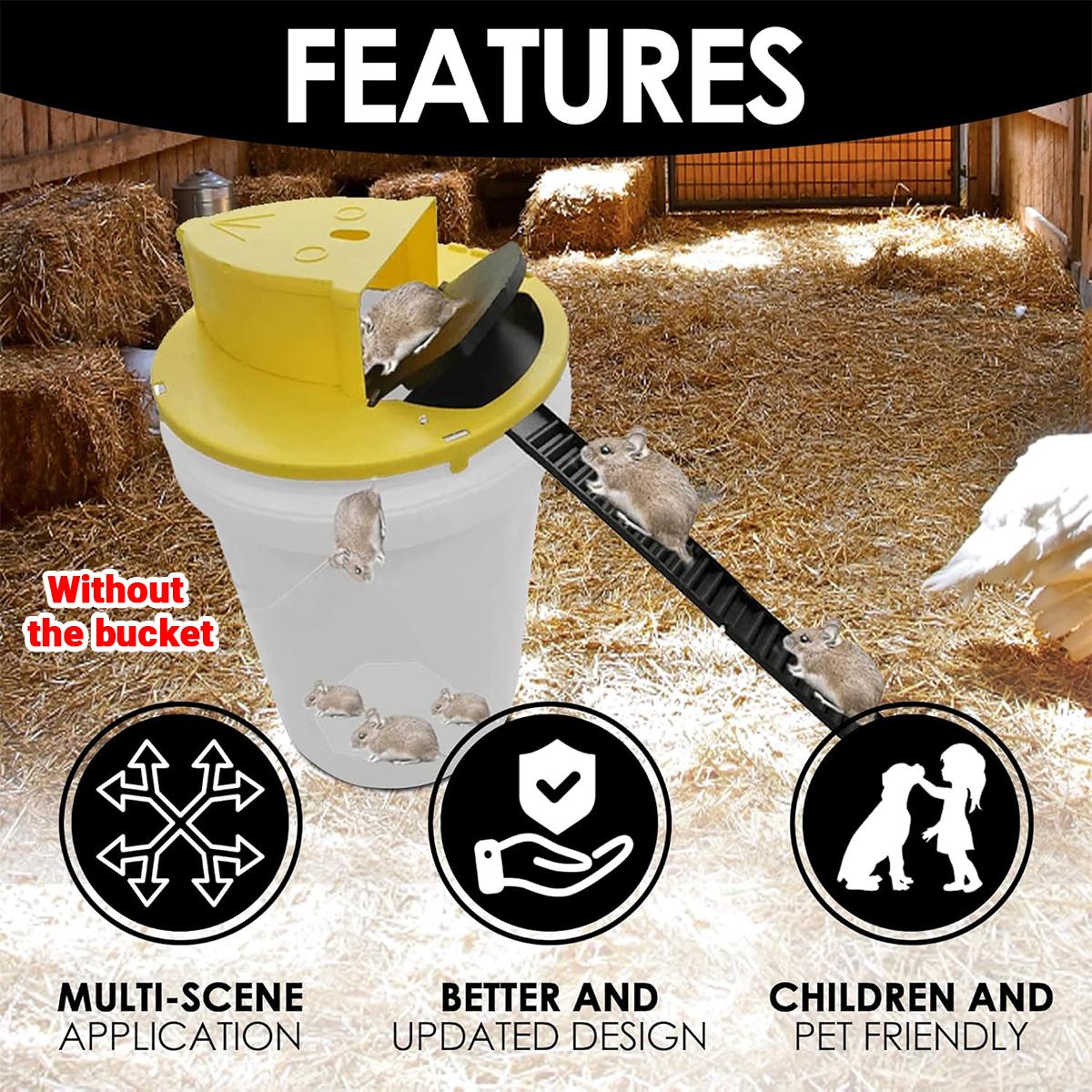 Mouse Rat Trap Flip, Mouse Traps Indoor for Home, Multi-Catch, Auto-Reset, Humane Mouse Trap, Rodent Pet Safe Reusable Mouse Trap, Slide Mouse Trap Lid Mouse Trap, Mouse Traps Bucket, for indoors, outdoors, barn, workshop, chicken coop or garden