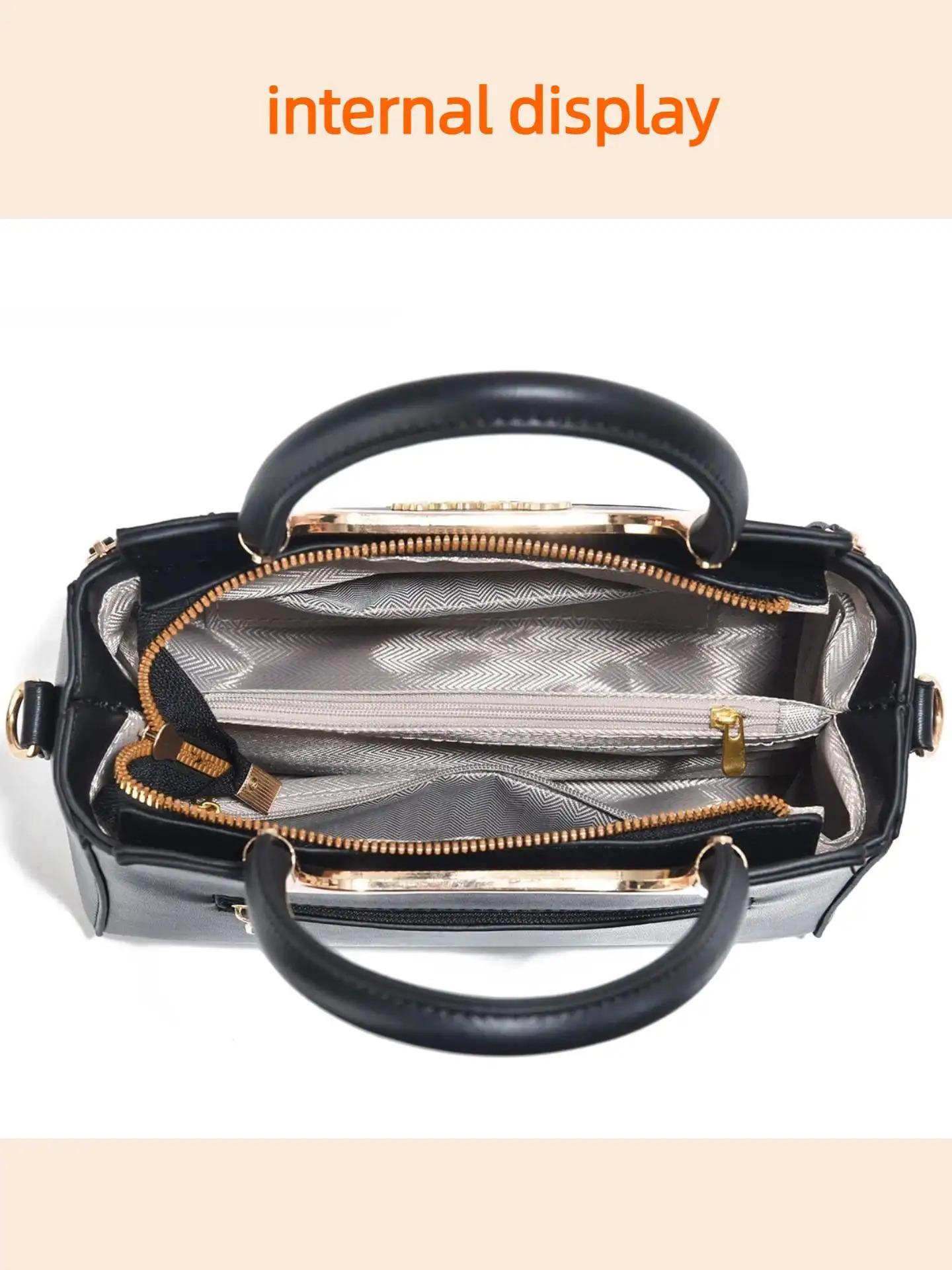 Elegant Women's Handbag Set, High-Quality Diamond Weave Design, Leopard Print Scarf Decoration, Large Capacity Shoulder Bag