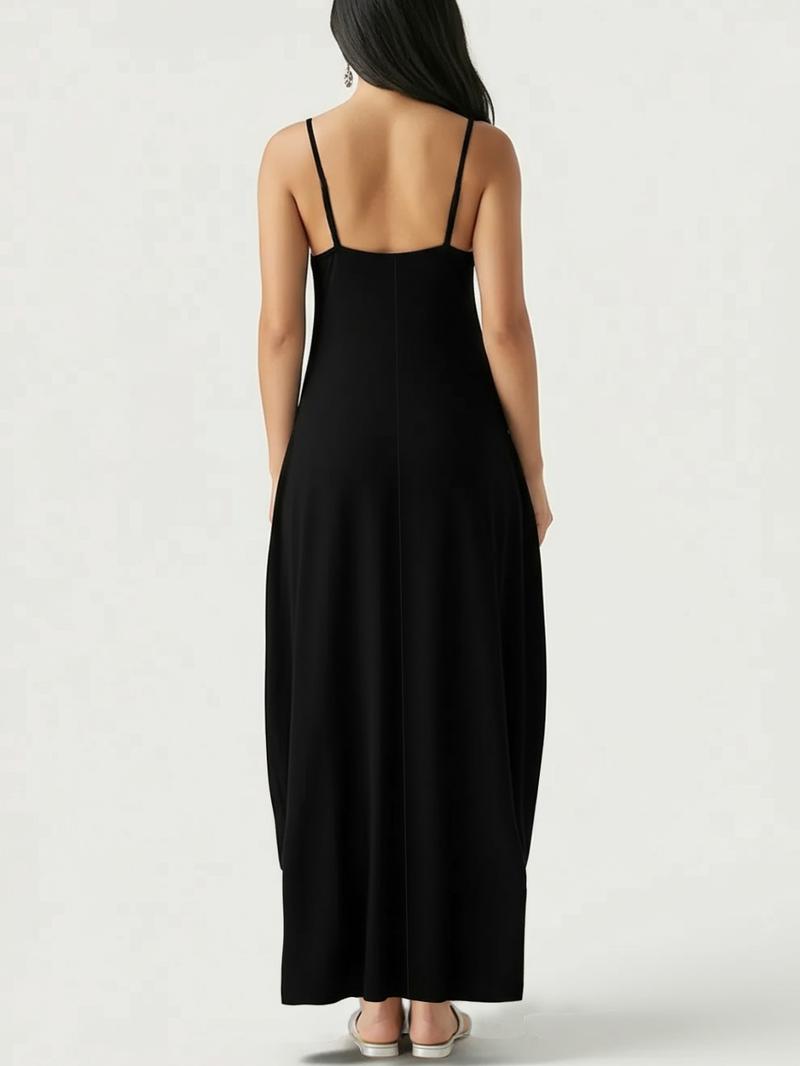 Women's Long Leopard Print Coffee Dress, Round Neck Sleeveless Pocket Sleepwear, Comfortable Casual Home Fabric All Seasons