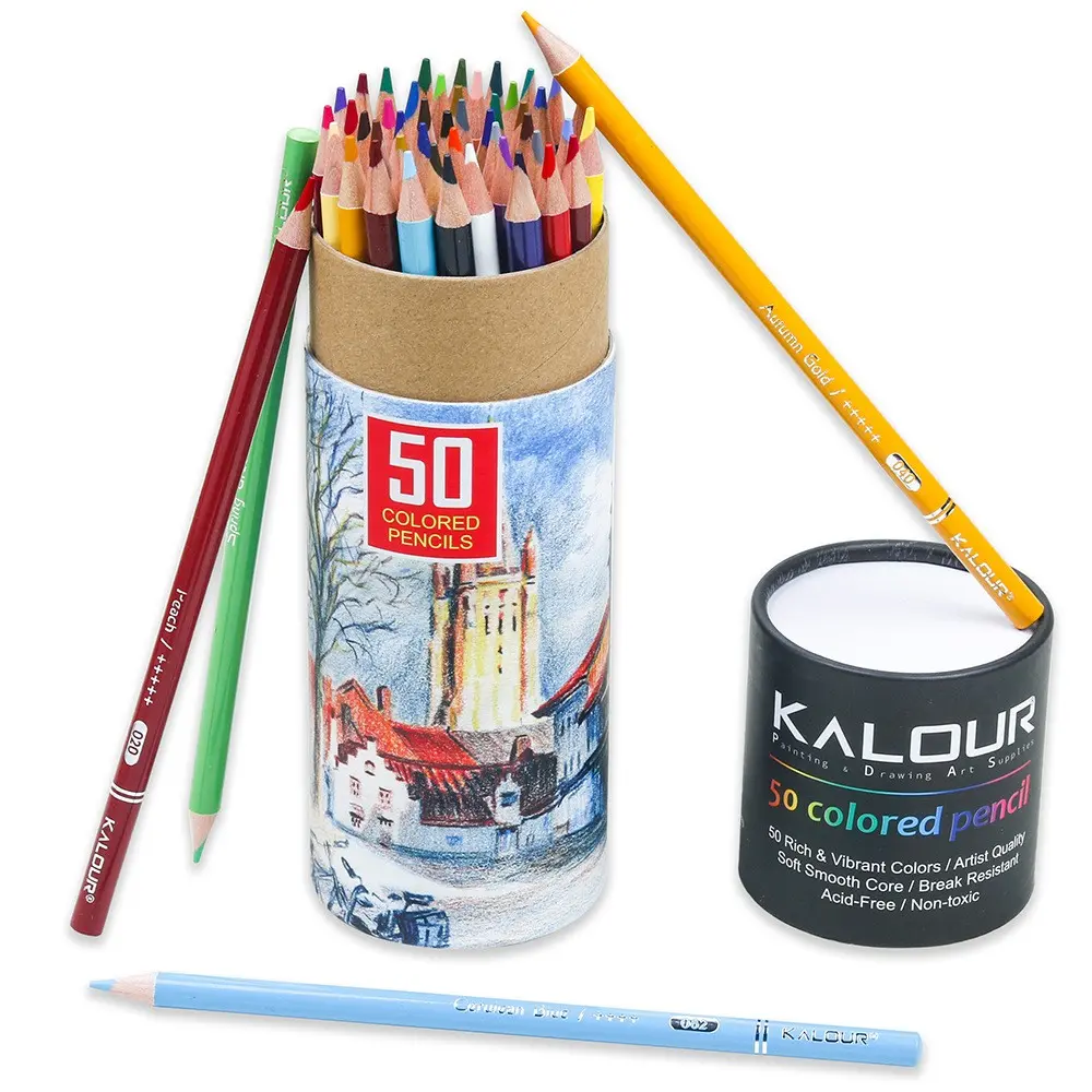 Kalour 50 Pcs Colored Pencils Set, Professional Art Pencils for Hand Drawing and Sketching, Oil-Based Colored Pencils, Coloring Pencils