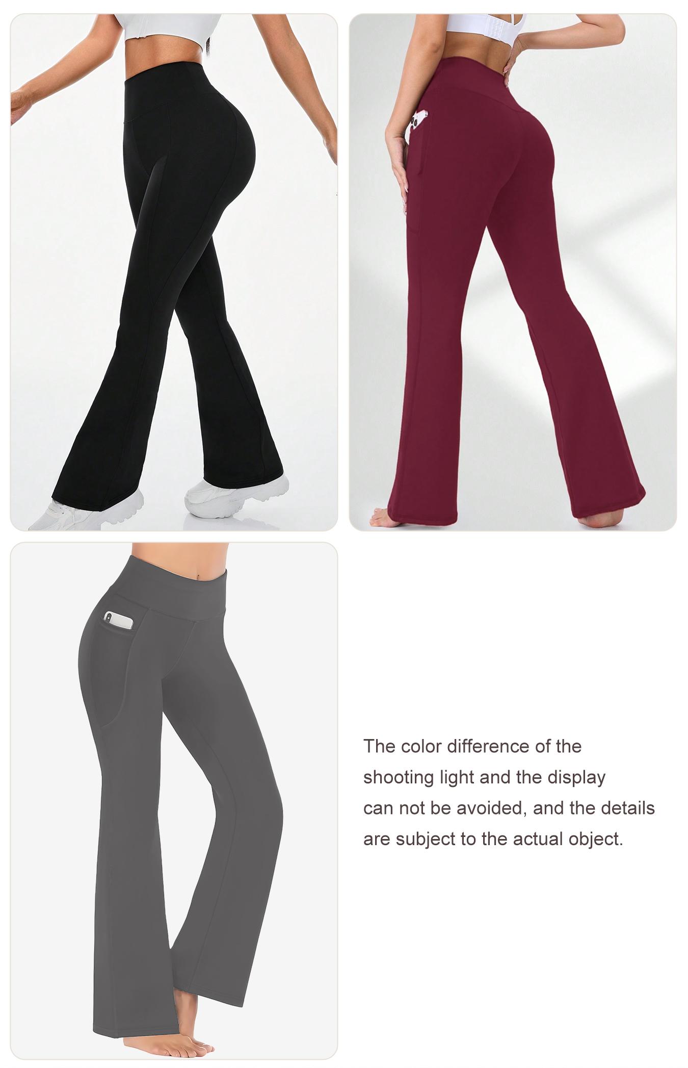 3-Pack Women'S Fleece-Lined High-Waisted Yoga Pants - Thermal Workout Leggings with Side Pockets, Non-Slip Grip, Stretchy Flare Bottoms for Running, Gym, Yoga - Winter Warmth & Tummy Control - Athletic Pants for Women