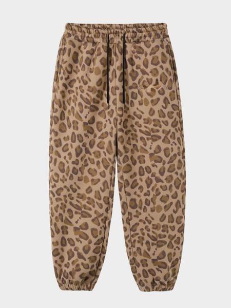 Men's & Women's Camo Leopard Print Fleece Sweatpants, Loose-Fit Casual Pants, Fall Winter Thick Knit Joggers, Baggy Jogging Pants, Elastic Waist