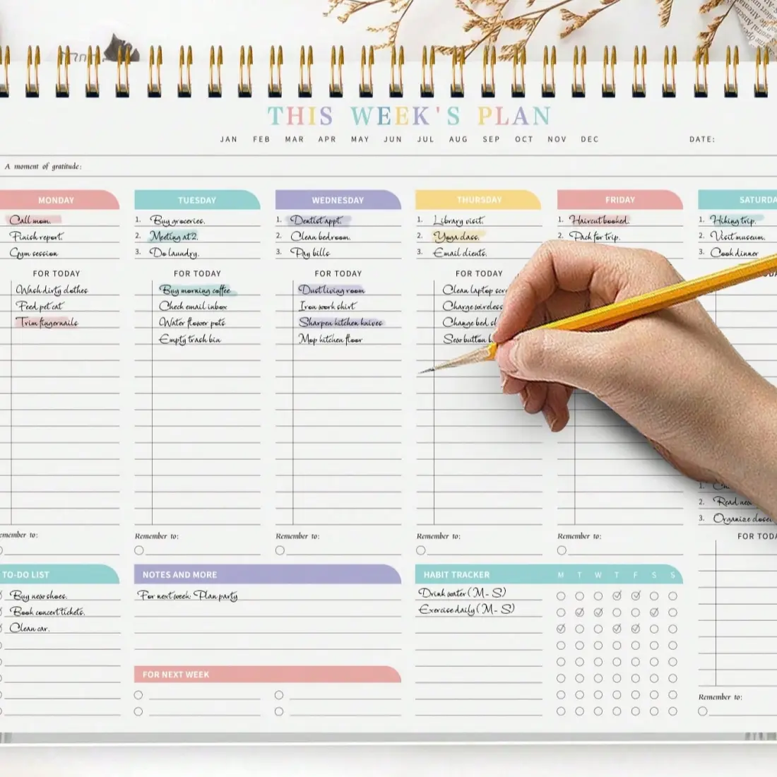 1pc Aesthetic A4 Weekly Planner Pad, Notebook Planner, Undated Horizontal Layout with To-Do Lists, Daily Schedules,Notes & Habit Tracker, Perfect for Study Planning, Work Productivity, Minimalist Office & School Supplies