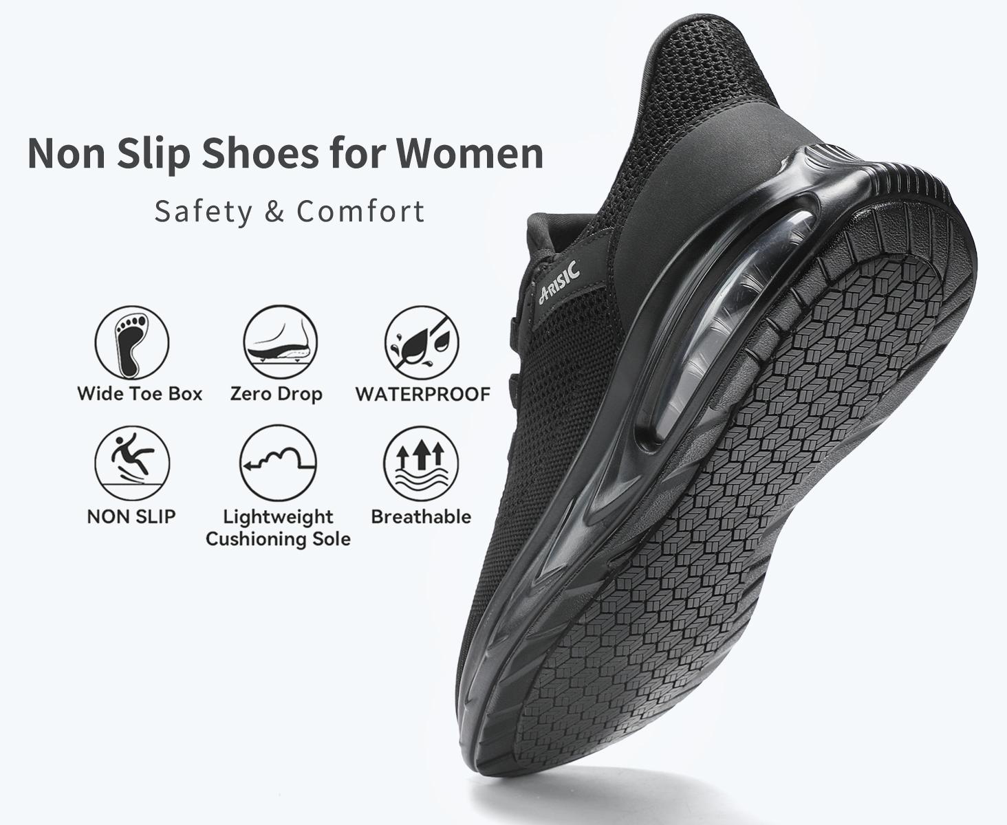 ARISIC Women Non Slip Work Shoes Slip On, Comfortable Walking Sneakers for Kitchen, Food Service & Nursing