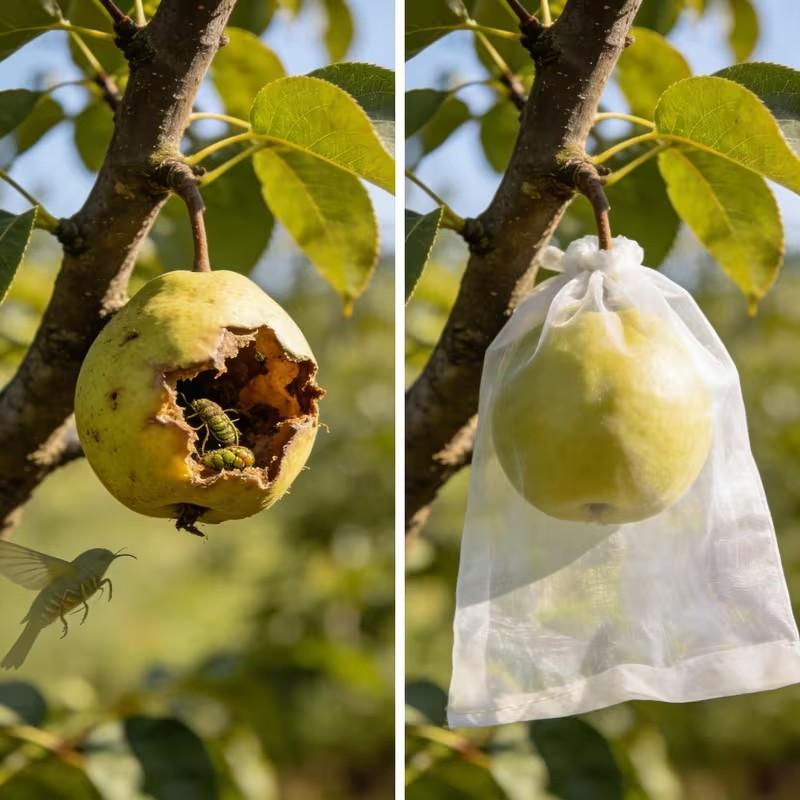 50Pcs Breathable Anti-Insect Fruit Net Bags with Drawstring, Bird Proof Protection Covers for Fruit Trees