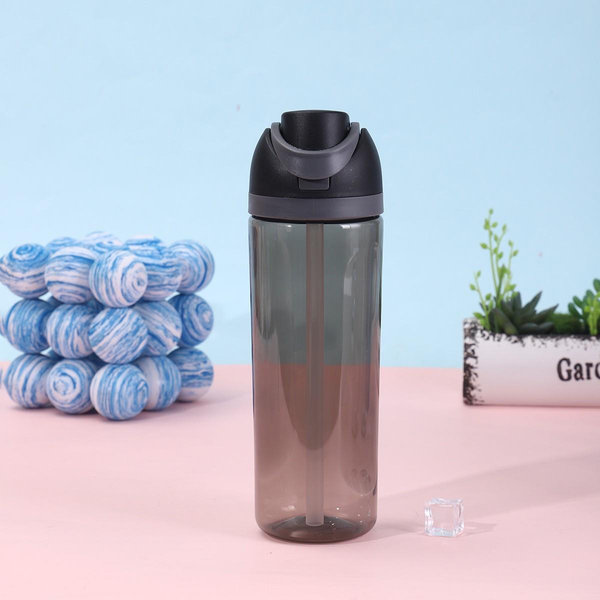 Transparent Plastic Fruit Cup, Large Capacity Outdoor Sports Water Bottle, Leak-Proof Dual Straw Cup, Perfect for Hiking & Camping