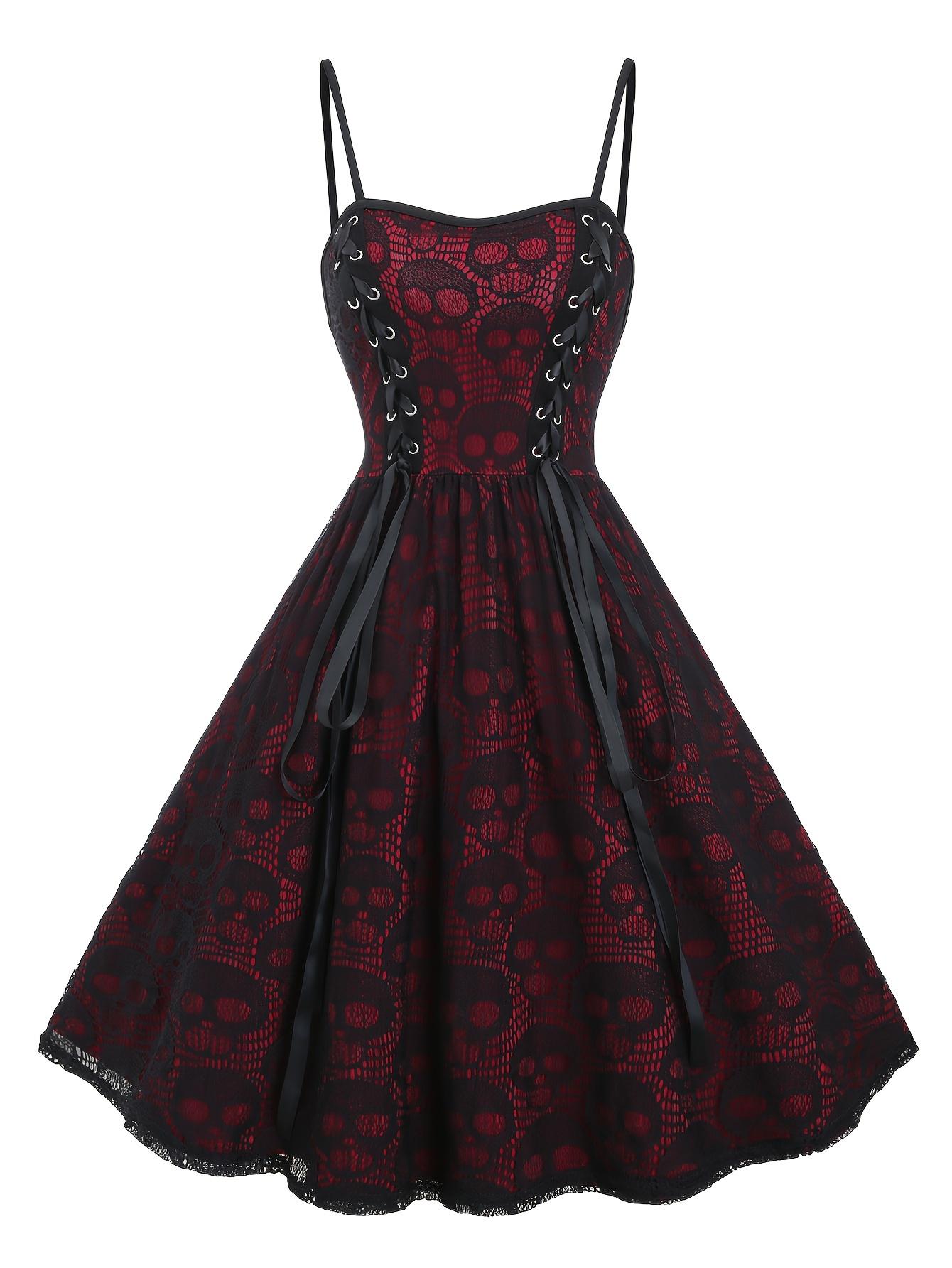 Directional Development Lace Color-Blocking Eyelet Strap Dress