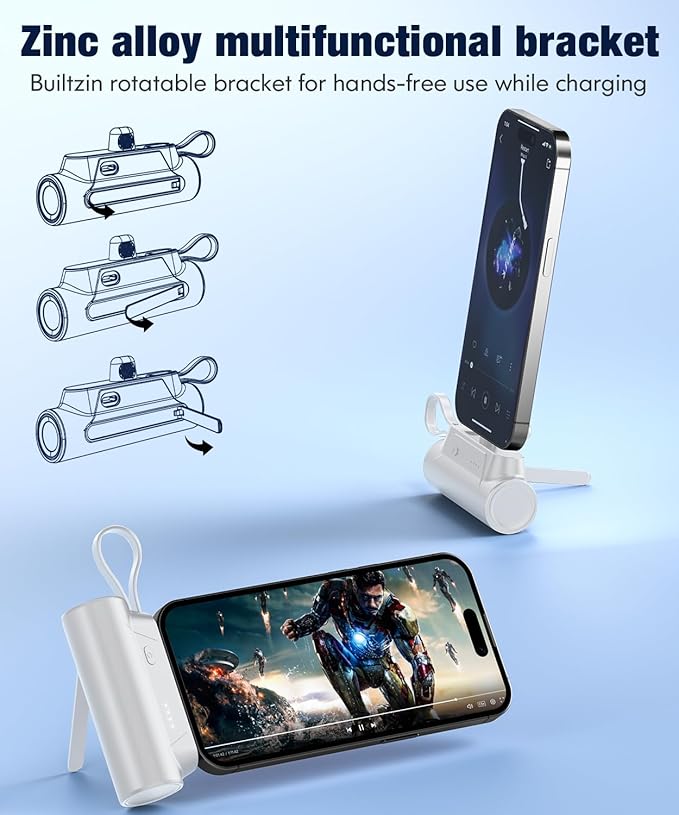 TikTokShopfalldealsforyou 8000mAh Portable Capsule Mobile Power - Mini USB-C Charging with Dual Inputs and 18W Fast Charging - Rechargeable Mobile Power with Stand for On-the-go Use Plug and Play, for Apple, Android,Gift,Springtok TikTokShopfalldealsforyou 8000mAh Portable Capsule Mobile Power - Mini USB-C Charging with Dual Inputs and 18W Fast Charging - Rechargeable Mobile Power with Stand for On-the-go Use Plug and Play, for Apple, Android,Gift,Springtok
