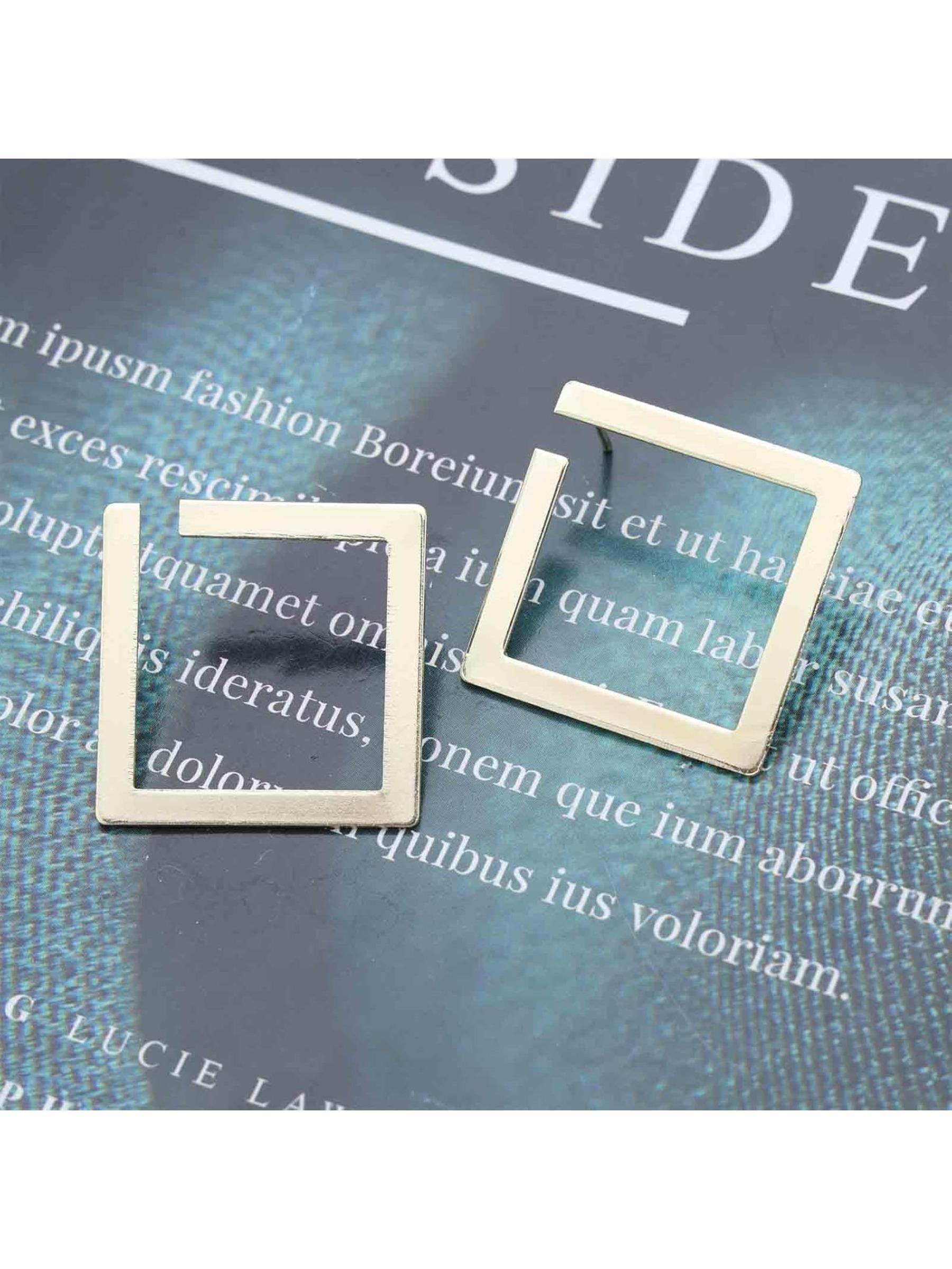 Vintage minimalist square earrings, irregular earrings, new exaggerated cool-style fashion earrings for women, open accessories, versatile for couples, best friends, dates and daily wear