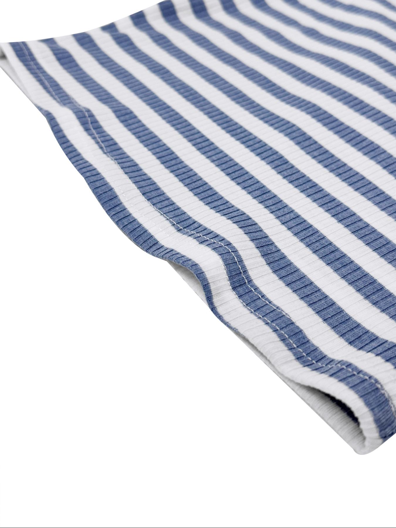 Women's Casual Striped Colorblock U-Neck Crop Pullover Sweater with Waist Rope Decorative Long Pants Two-Piece Set for Daily Wear,Airport Outfit