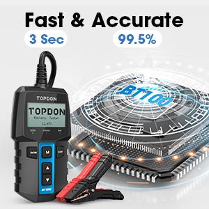 TOPDON BT100 Battery Tester,12V 100-2000CCA Car Battery Tester with Cranking Charging Tests, Ideal for DIYers & Auto Repair Shops TOPDON BT100 Battery Tester,12V 100-2000CCA Car Battery Tester with Cranking Charging Tests, Ideal for DIYers & Auto Repair Shops