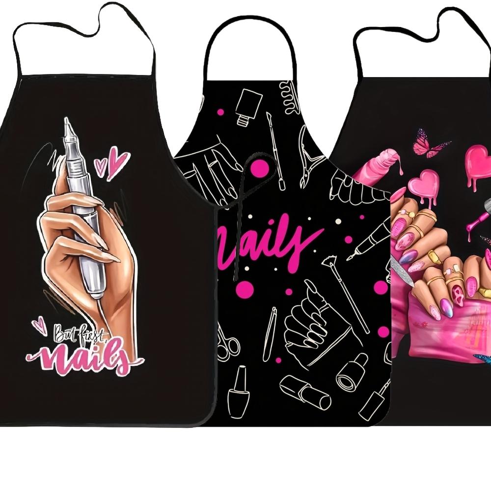 Nails Pattern Apron, 1 Count Breathable Cooking Apron, Sleeveless Kitchen Apron for Home Dining Room Garden Coffee Shop