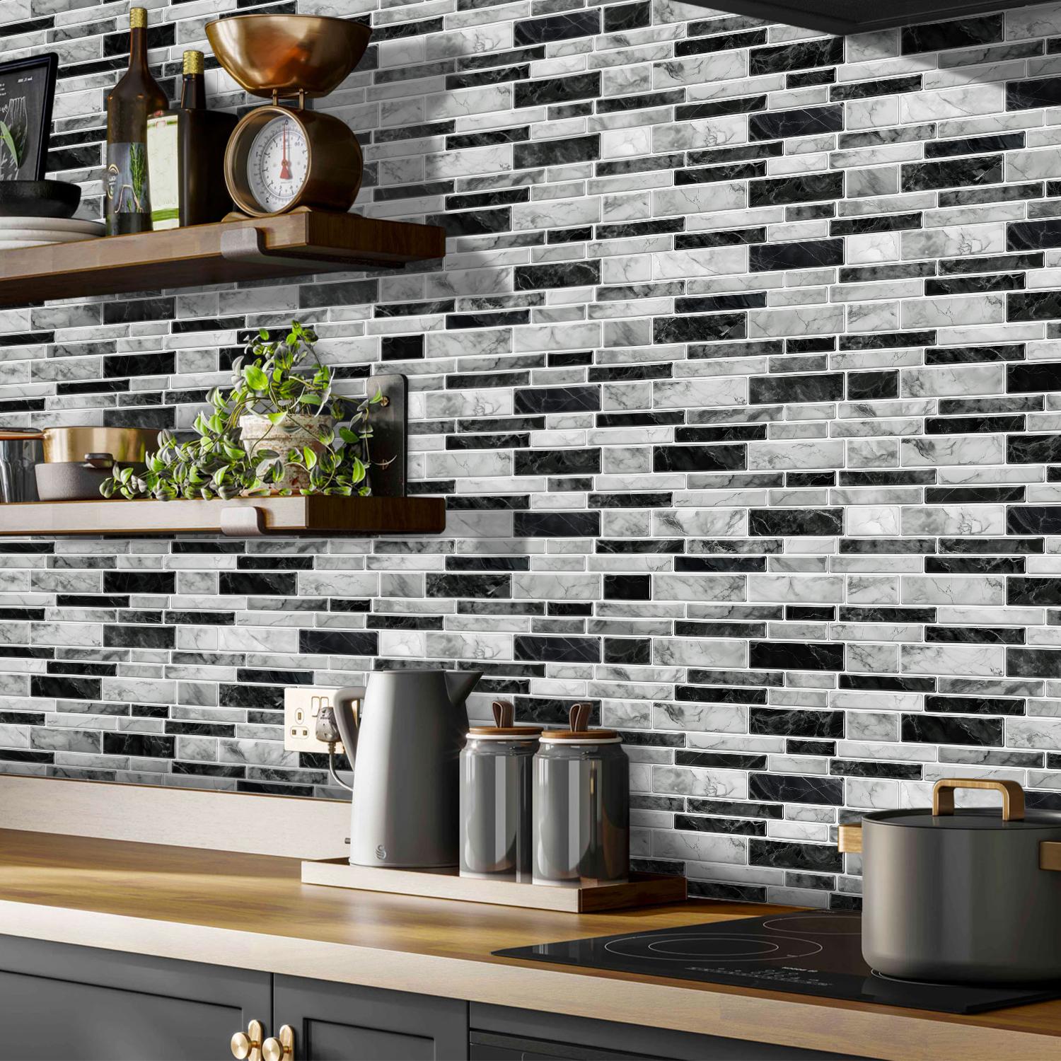 24pcs Marble Self-Adhesive Wall Tile Stickers, Decorative Wall Sticker, Bathroom & Kitchen Decor, Easy Peel-And-Stick Design, Universal Fit for Any Space