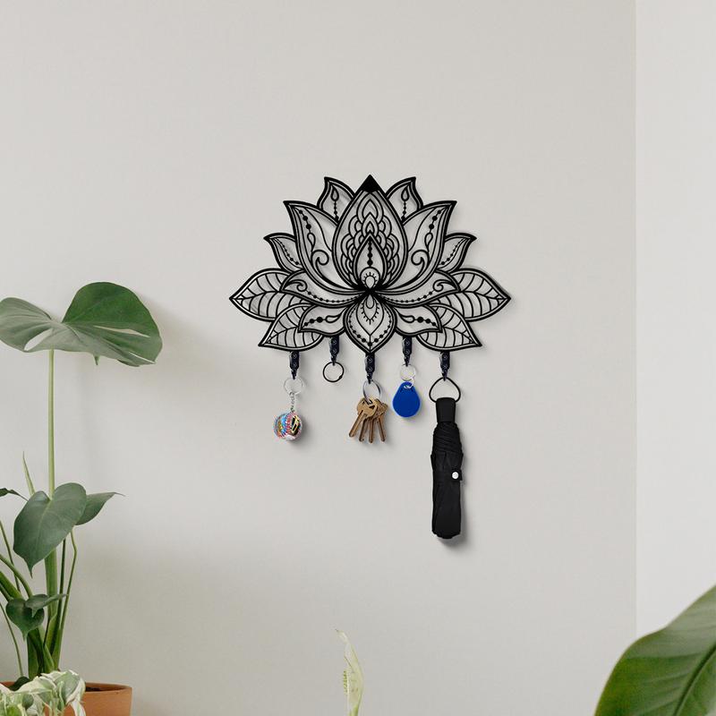 Boho Flower Design Wall Hook, 1 Count Metal Multifunctional Key Hanging Hook, Creative Home Organizer for Indoor Home Wall Decoration, Wall Mounted Organizer
