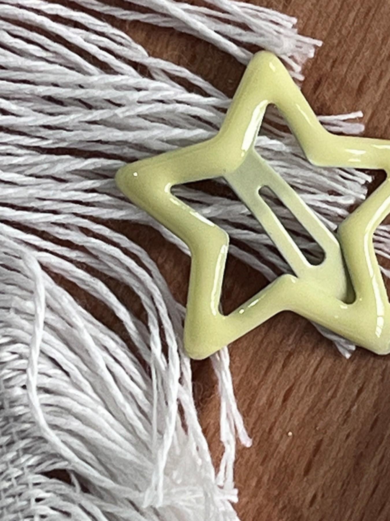 10pcs Set Single Color Random Mix Cute Metal Star Hair Clips, Multicolor Headbands for Students and Women, Casual All-Season Hairstyle Accessories