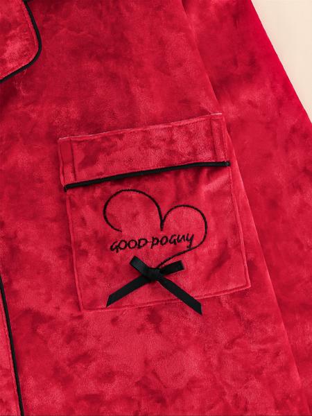 Women's Elegant Winter Pajama Set, Fitted Long Sleeve Button-Up Top & Warm Pants, Comfortable Loungewear for Cold Weather