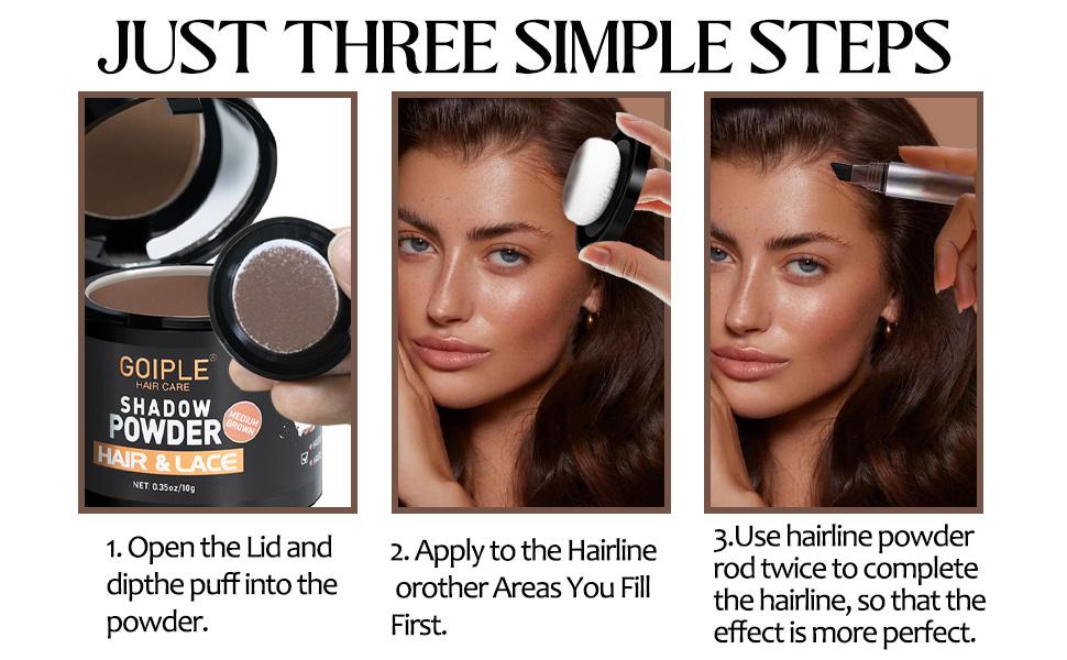 Hairline Powder for Bald Spots, Eyebrows, Beard Line, Light-Blonde Hair Fibers for Thinning Hair Shadow Powder Haircare Cosmetic Ash Brown Daily