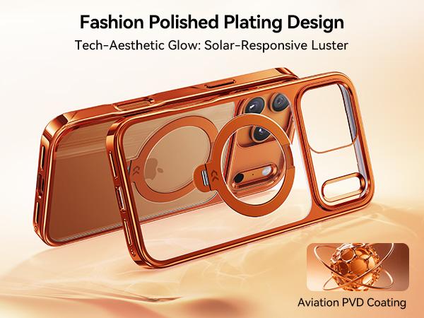 CASEKOO Cosmic Orange iPhone 17 Pro Max Case with 360 Spin Magnetic Stand [Fit for MagSafe][17FT Military Protection] Slim Polished for iPhone 17 Pro Max Case with Stand 6.9'', Cosmic Orange