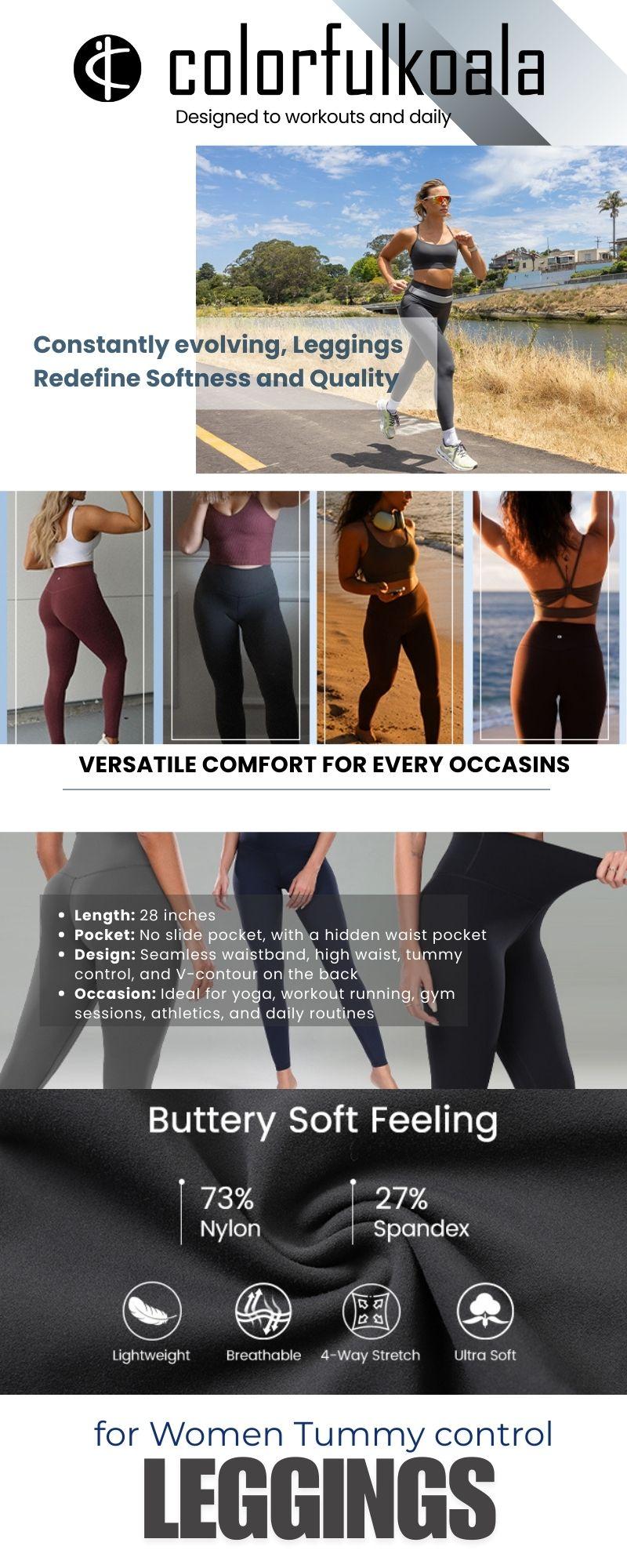 Colorfulkoala Women's Buttery Soft Workout Leggings High Waisted Tummy Control Athletic Gym Running Yoga Pants