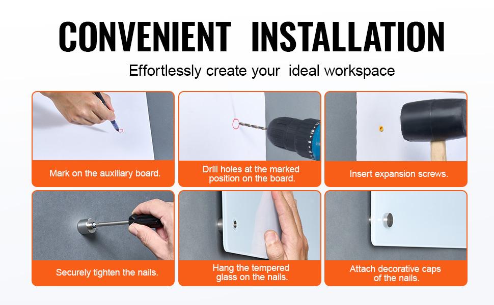 VEVOR Magnetic Glass Whiteboard, Dry Erase Board 48x32, Wall-Mounted Large White Glassboard Frameless, with Marker Tray, an Eraser and 2 Markers, White VEVOR Magnetic Glass Whiteboard, Dry Erase Board 48x32, Wall-Mounted Large White Glassboard Frameless, with Marker Tray, an Eraser and 2 Markers, White