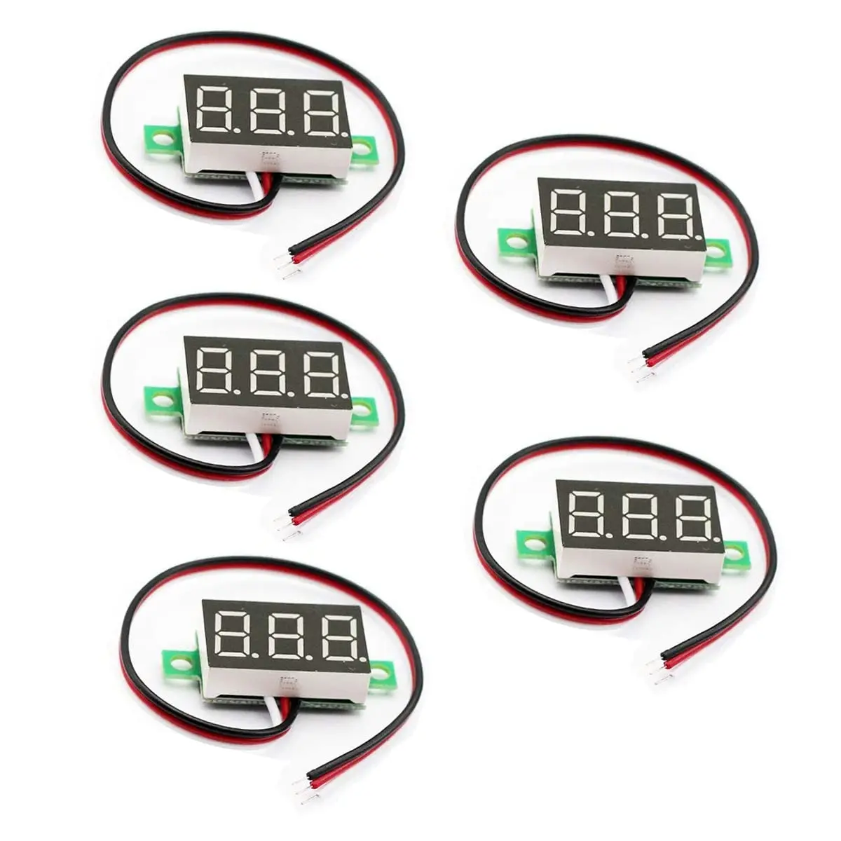 5 count  Meter 3 Wire 0.36" DC 0~30V Digital Voltmeter Gauge Tester Red LED Display Panel Mount     Led  Display