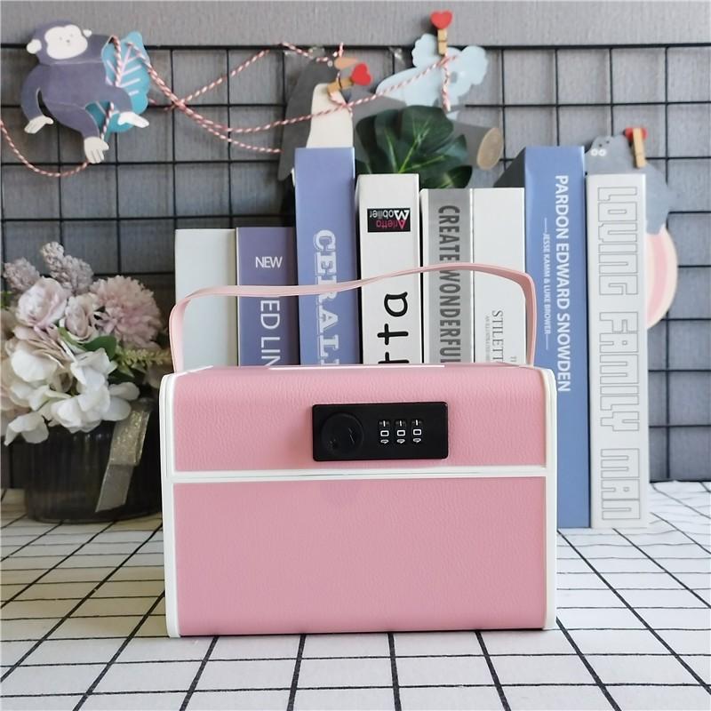 Password Safe Box with Handle, PU Leather, Large Capacity Storage, Home Security Cabinet, Portable Outdoor Wallet, Perfect Gift