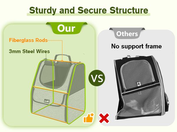 Pecute trapezoidal cat backpack, comfortable travel, well-ventilated, available in black and grey.