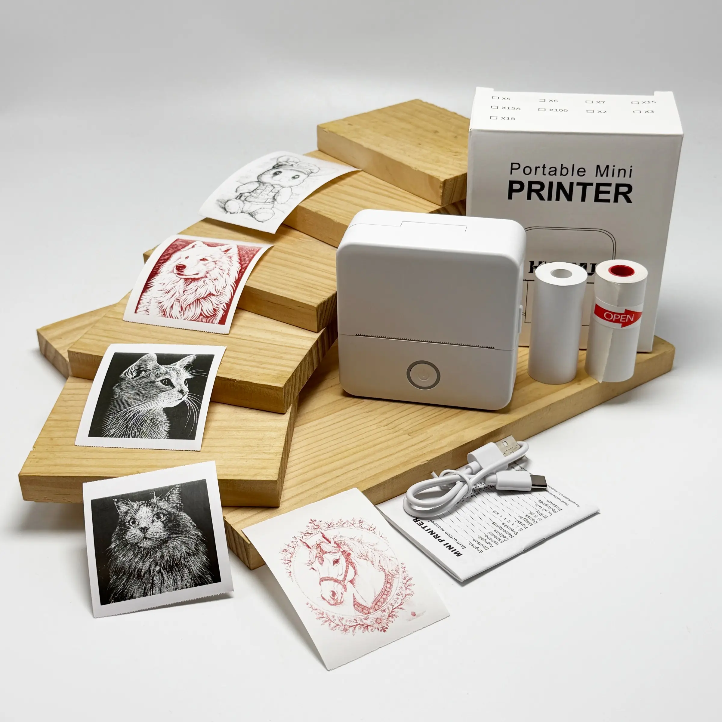 Portable Mini Inkless Printer | Wireless Bluetooth | Prints Text Labels Receipts Stickers Journal | Ideal for Work Travel Study Office