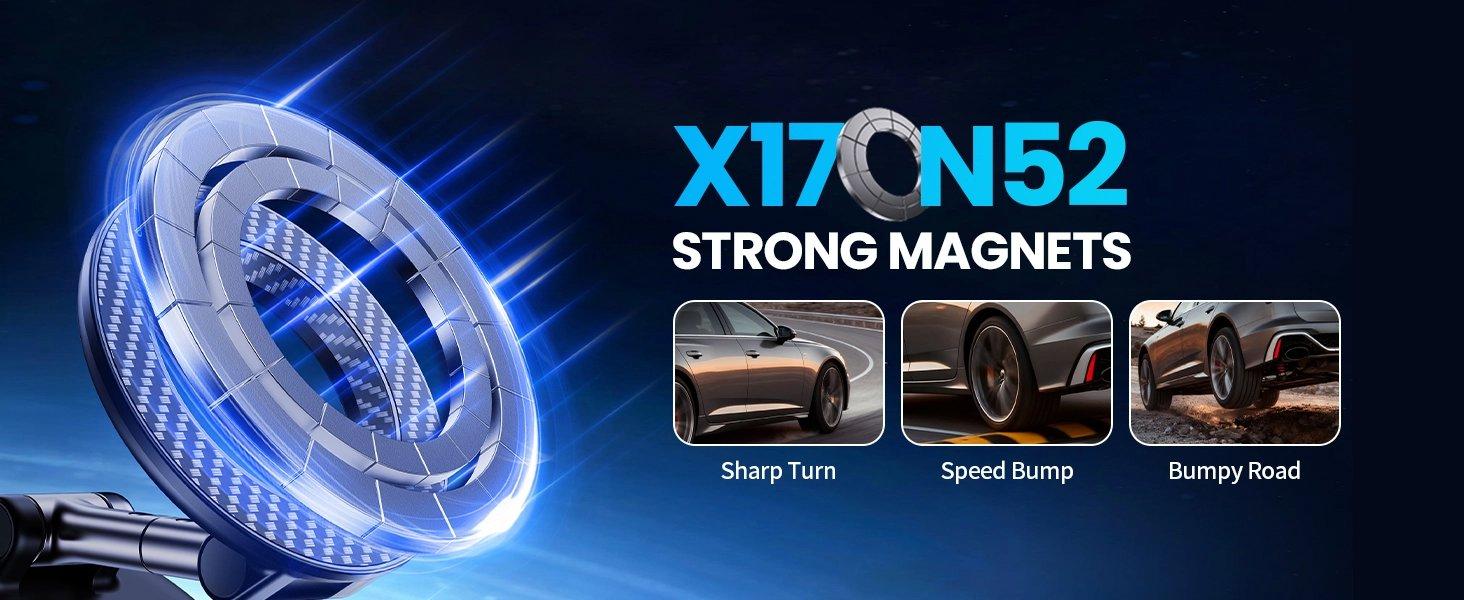 Vacuum Magnetic Phone Holder for Car, Magsafe Car Mount 360 Adjustable Vacuum Suction Cup, Phone Mount for Car Accessories/Windshield/Mirror/Kitchen/Gym for iPhone 17 Pro Max 16 15 14 13