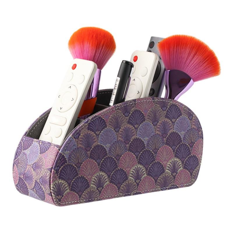 TV Remote Control Holder with 5 Compartments,Pu Leather Remote Caddy/Box/Tray Bedside Table Desk Storage Organizer for DVD, Blu-Ray, Media Player, Heater Controllers and Cosmetics Office Supplies