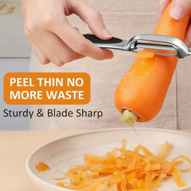 Stainless steel vegetable peeler set with straight knife and non-slip handle, 2-piece set, safe for food contact, potato and carrot peeler with built-in eye remover