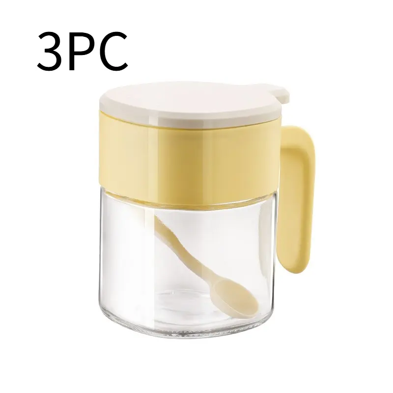 Seasoning Jar Bottle Kitchen Seasoning Bottle Household Seasoning Box Glass Seasoning Jar Moisture proof Sealed Salt Jar with Spoon Seasoning Bottle