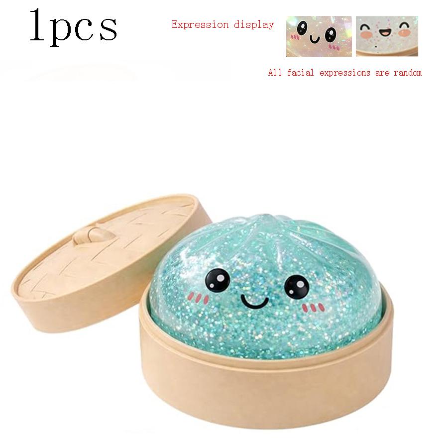 Glitter Dumpling Squishy with Box, Soft Sensory Squeeze Toy for Stress Relief, Mystery Glitter Dumplings, Decompression Dough