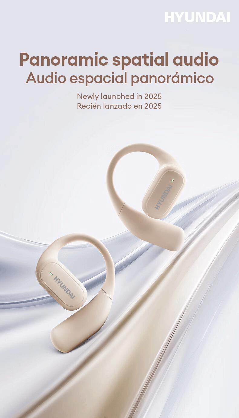 HYUNDAI Q2 OWS Health Detection Bluetooth Earbuds Surround Natural Sound Effect & Noise Reduction Headset with Mic, Breathable Open-ear Ergonomic Design Headphones
